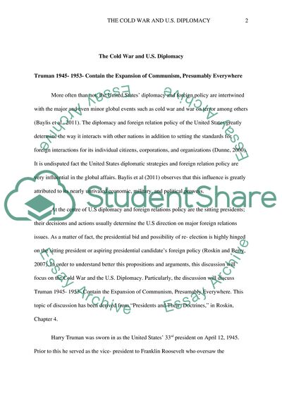 The Cold War and U.S. Diplomacy
