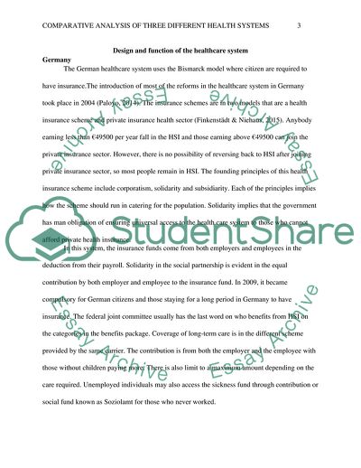 Comparative Analysis of Three Different Health Systems