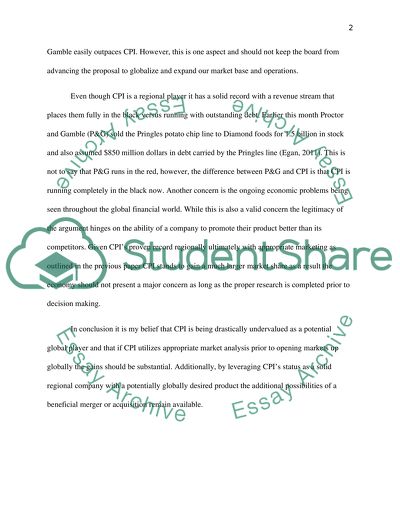 Consumer Products Incorporated Valuation