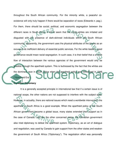 Canadas Involvement in Defeating the Apartheid System