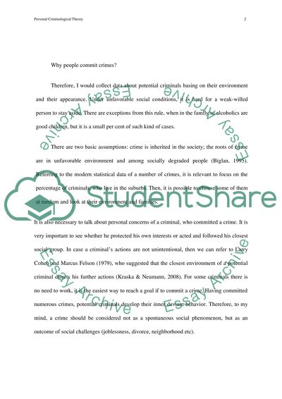 Personal Criminological Theory