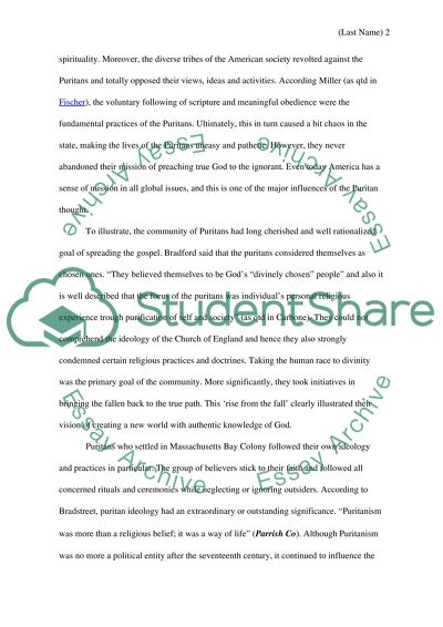 Puritan Ideology and the American Society