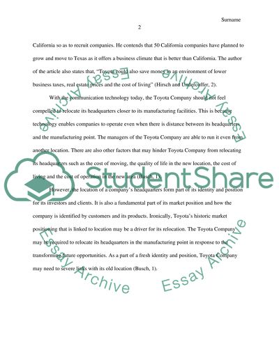 Toyota to Move from Torrance to Texas