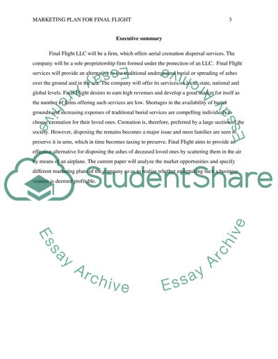 Marketing Plan for Final Flight - Aerial Cremation Dispersal