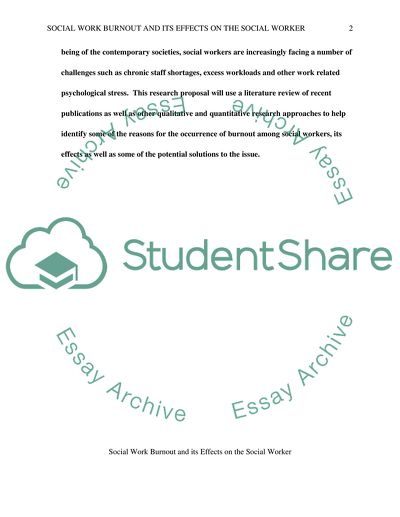 Social Work Burnout and its Effects on the Social Workers