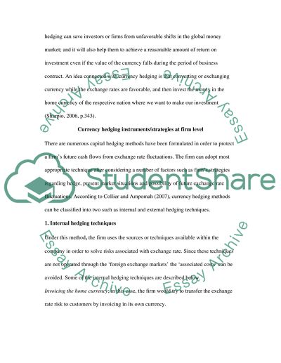 Currency Hedging at Firm Levels