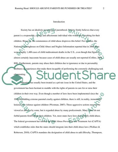 Should Abusive Parents Be Punished or Treated