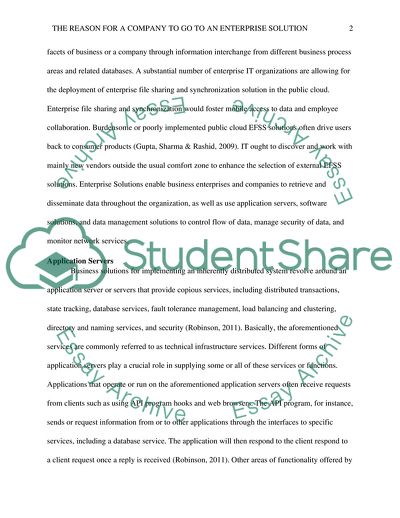 The Reason for a Company to go to an Enterprise Solution