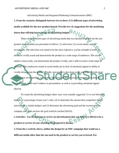 Discussion Week 7 Advertising Media and Integrated Marketing Communications (IMC)