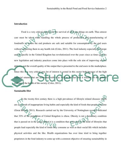 Sustainability in the Food Industry