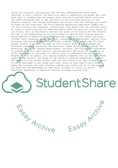 China - the Area Where Regional Bank Should Expand to