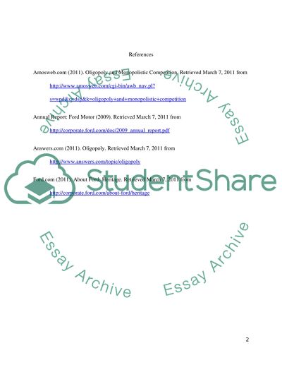 The Market Structure Ford Motor Company Operates in