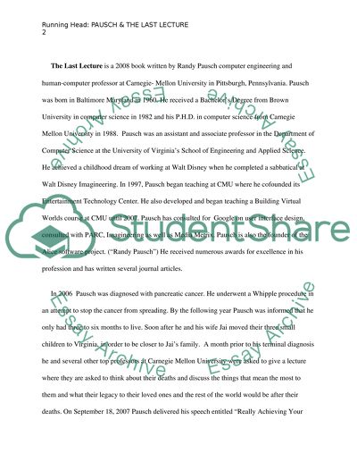 Dr. Randy Paush & The Last Lecture