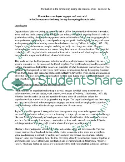 Organizational behavior during an economic crisis