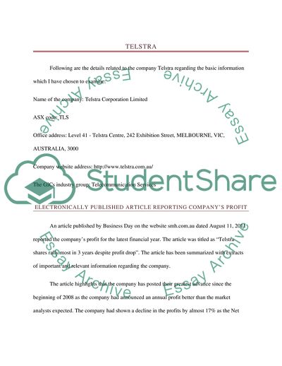 Interpretation of the Financial Data - Telstra