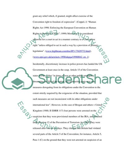 The Human Rights Act 1998 and the European Convention on Human Rights