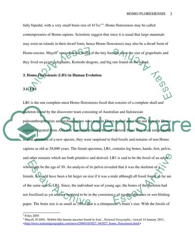 Homo Floresiensis in Human Evolution