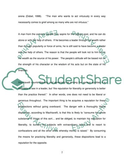 The Characteristics of a Good Leader according to Niccolo Machiavelli