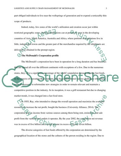 Logistics and Supply Management of McDonalds