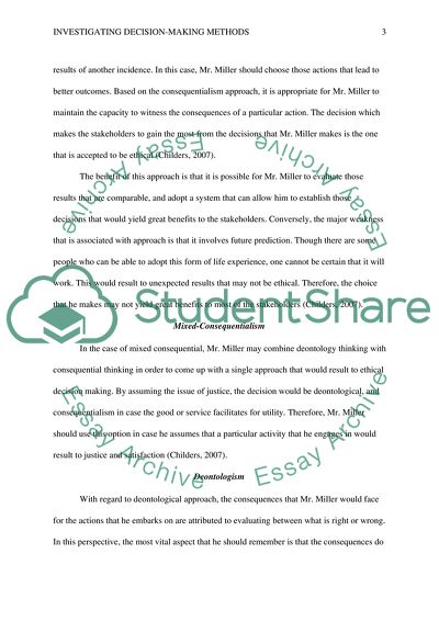 Investigating Decision Making Methods