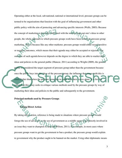 Methods of Pressure Group Marketing