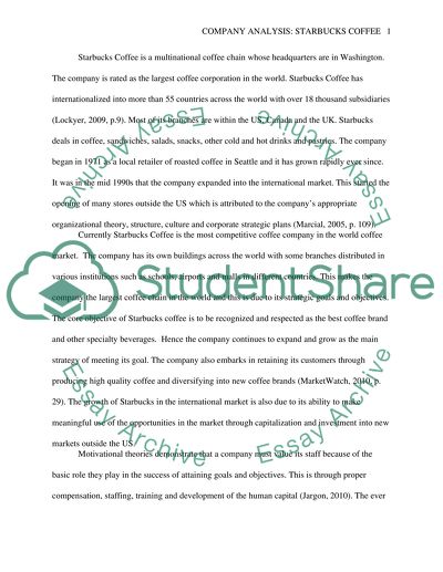 Company Analysis: Starbucks Coffee