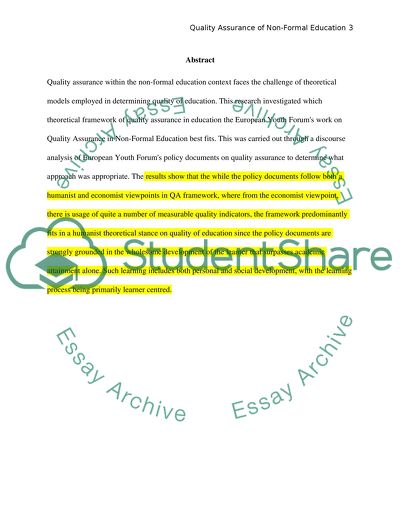 Quality Assurance of Non-Formal Education: Practice or Theory