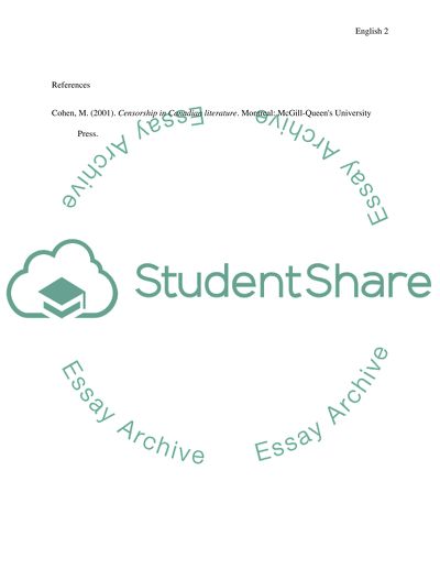 Censorship in Canadian Literature