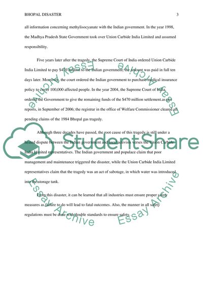 Analysis of Bhopal Gas Tragedy