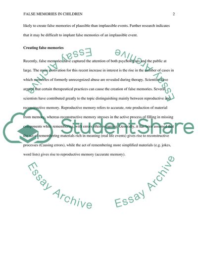 False Memories in Children