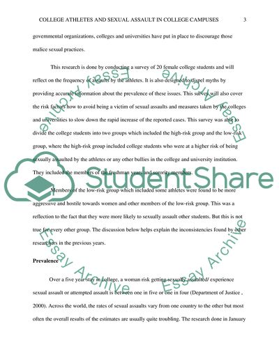 College Athletes and Sexual Assault in College Campuses