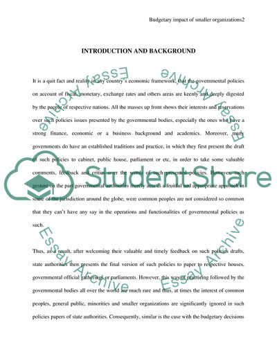 Budgetary Impact of Smaller Organizations on Overall Government Agencies Budget