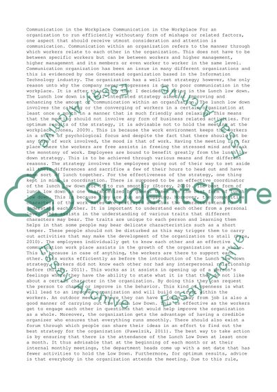 Lunch Low-Down Improving Communication Organizational in the Workplace