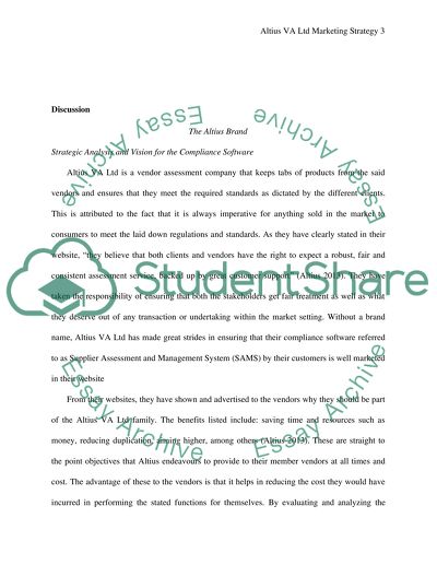 Marketing Strategy of Altius VA Ltd