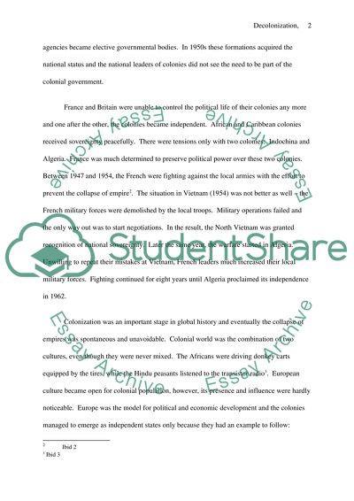 Decolonization - French and British Colonies