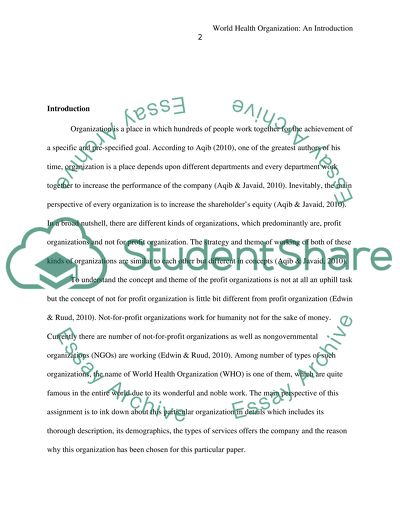 Importance of a World Health Organization