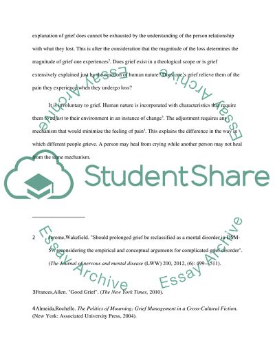 Grief as a Persons Way to Recovery after Experiencing Loss of Something