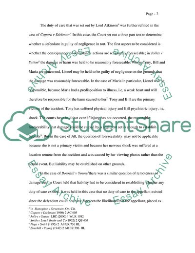 Law of Tort - Lionels Negligence