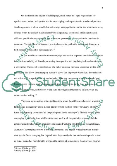 The Status of Screenplay Authors and Value the Surface Presentation on Film