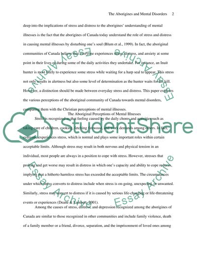 Aboriginal (Native) Peoples of Canada: there Perspectives on Mental Disorders