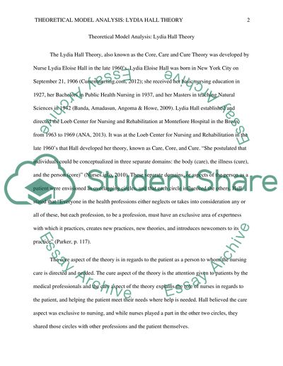 Theoretical Model Analysis: Lydia Hall Theory