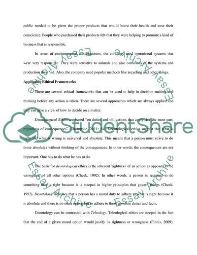 Analysis of Business Ethics at Tom of Maine