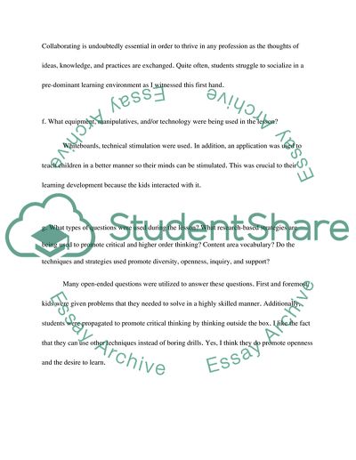 Observing K-3 Science Activities & Observing K-3 Math Activities