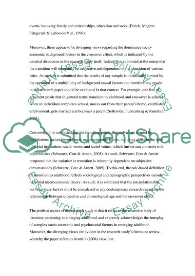 Analysis of Chronological and Subjective Age in Emerging Adulthood: The Crossover Effect Research Paper