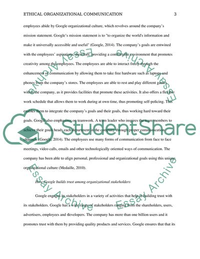 An Ethical Organizational Communication of Google