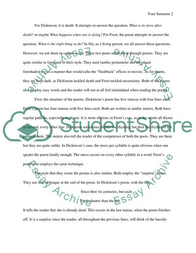 Dickinsons I Could Not Stop for Death and Frosts The Road not Taken