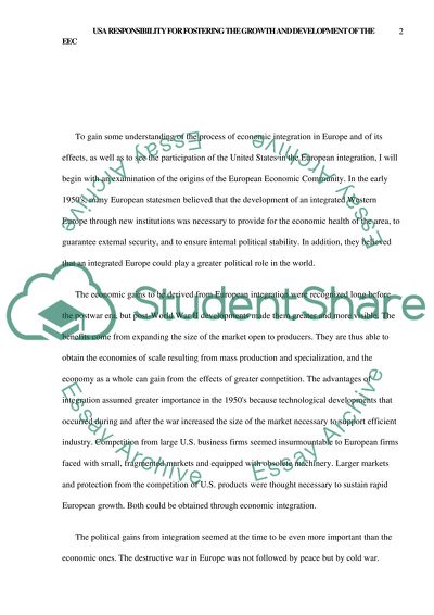 USA responsibility for fostering the growth and development of the EEC