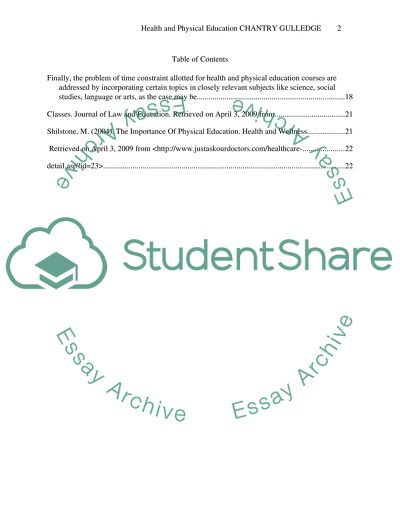 Health and Physical Education Status in Schools