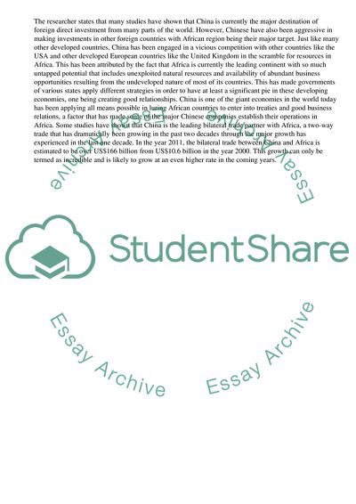 Investment between China and Africa