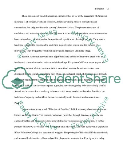 American literature: This side of Paradise